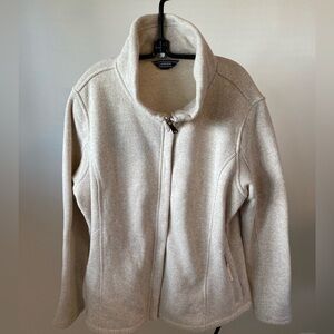 Lands' End Women's Cream Fleece Jacket XL Tall